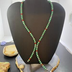 Carolyn Pollack Southwestern Style Green Turquoise & Red Jasper Lariat Necklace